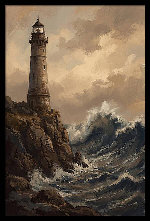 Stone Lighthouse Weathering Waves