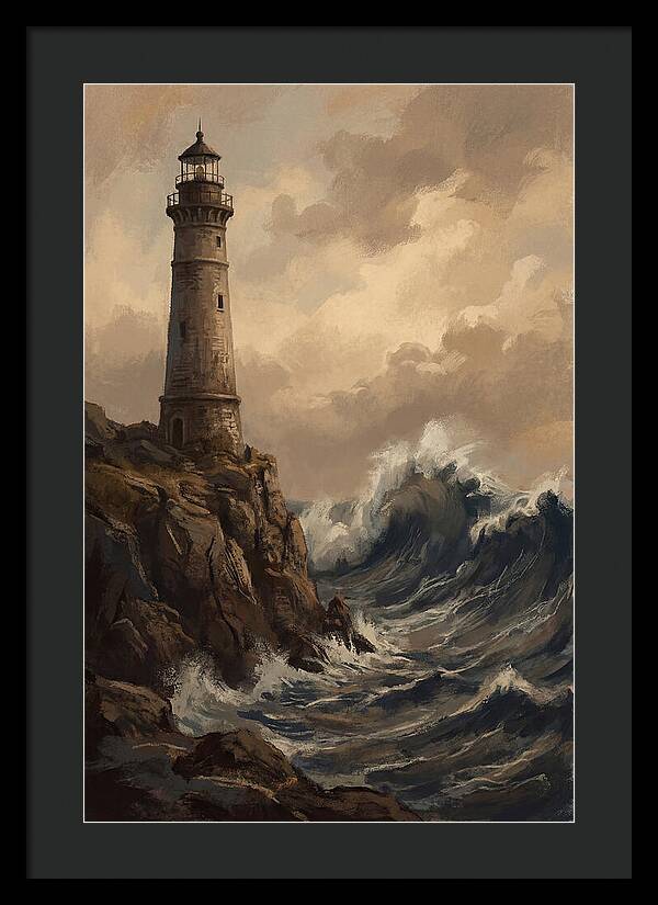 Stone Lighthouse Weathering Waves