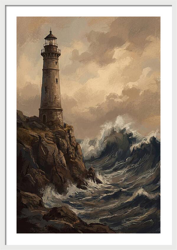 Stone Lighthouse Weathering Waves