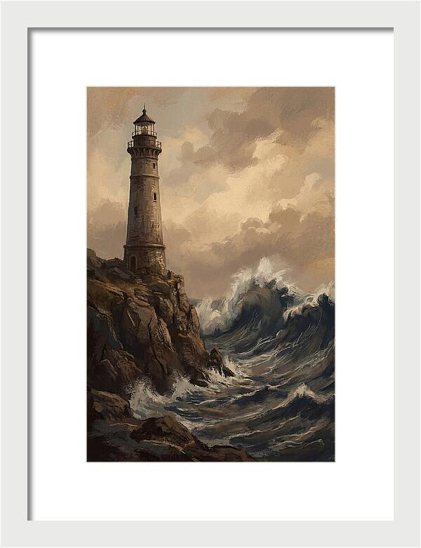 Stone Lighthouse Weathering Waves