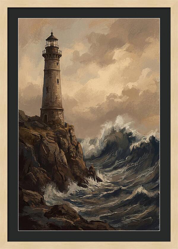 Stone Lighthouse Weathering Waves