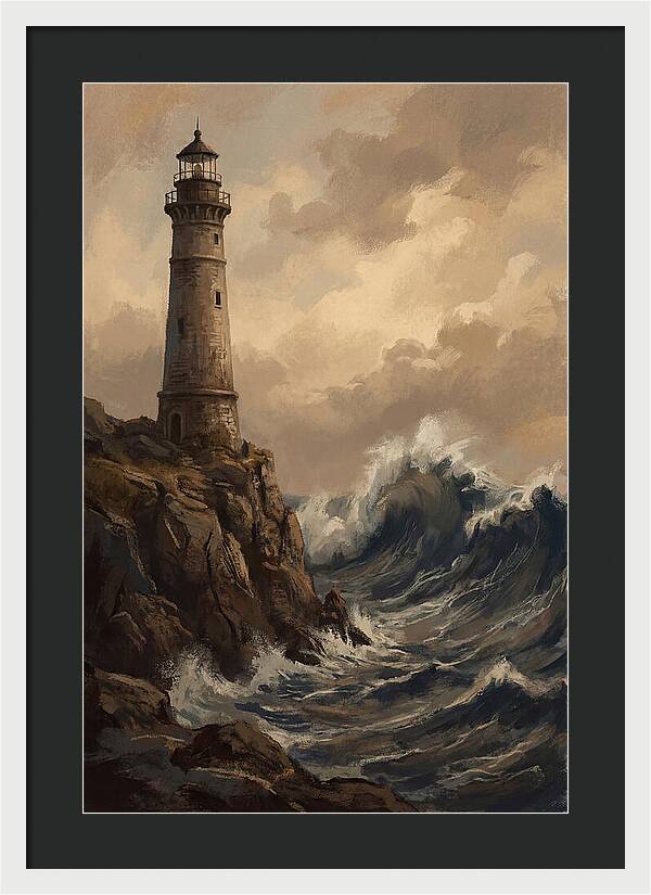 Stone Lighthouse Weathering Waves