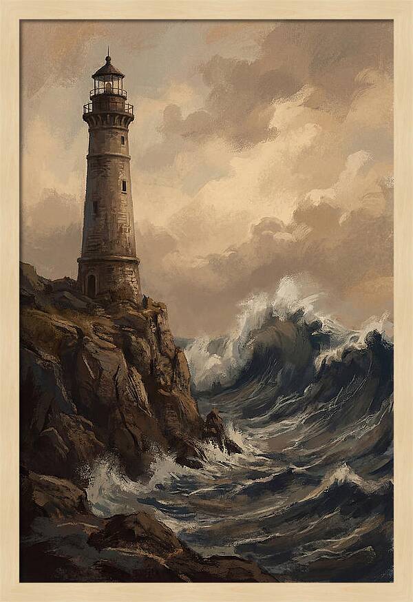 Stone Lighthouse Weathering Waves