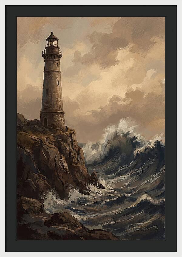 Stone Lighthouse Weathering Waves