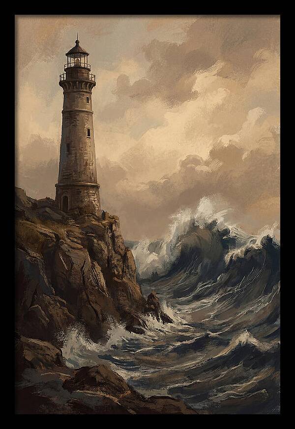 Stone Lighthouse Weathering Waves