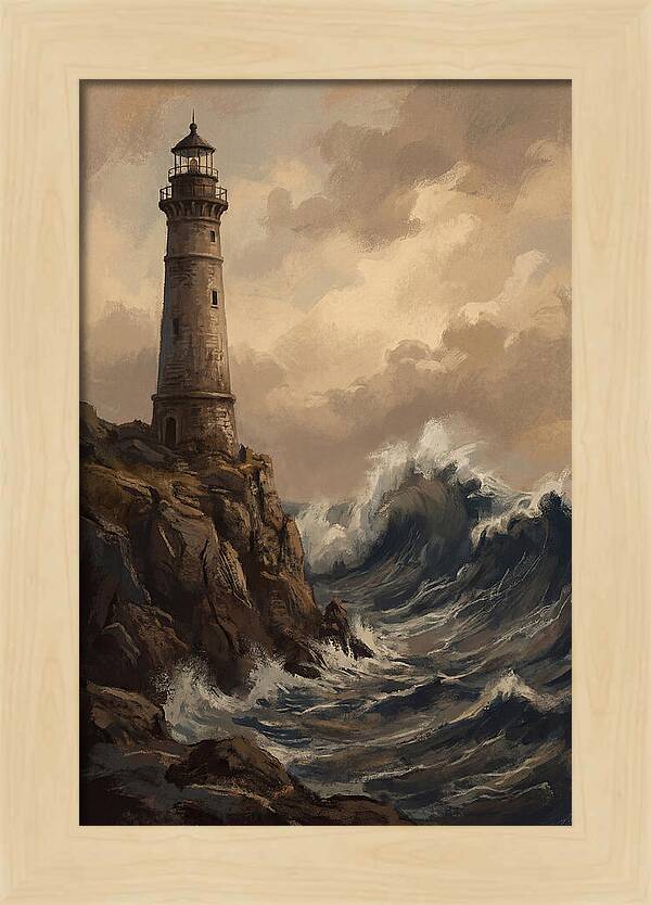 Stone Lighthouse Weathering Waves