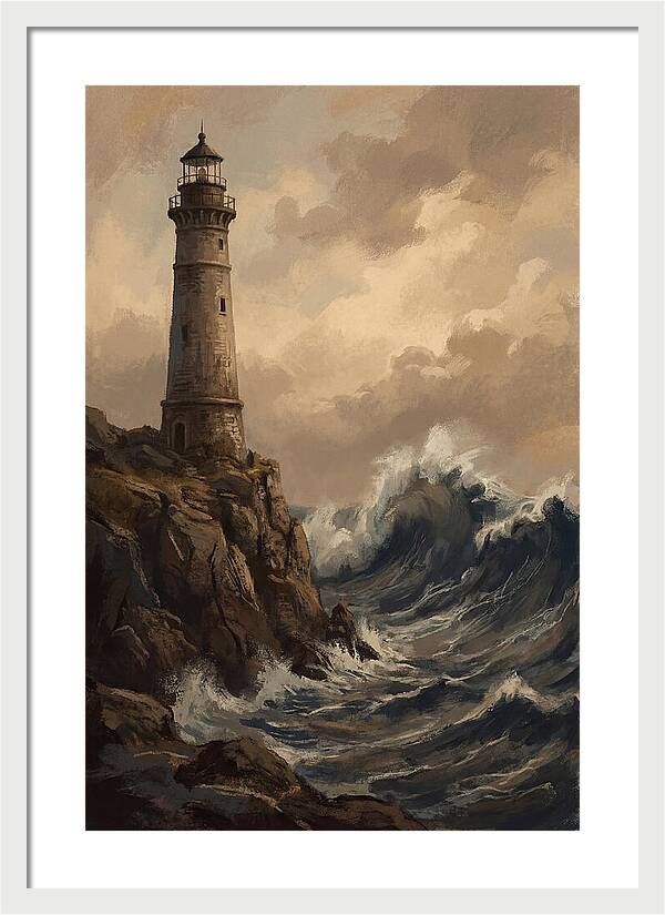 Stone Lighthouse Weathering Waves