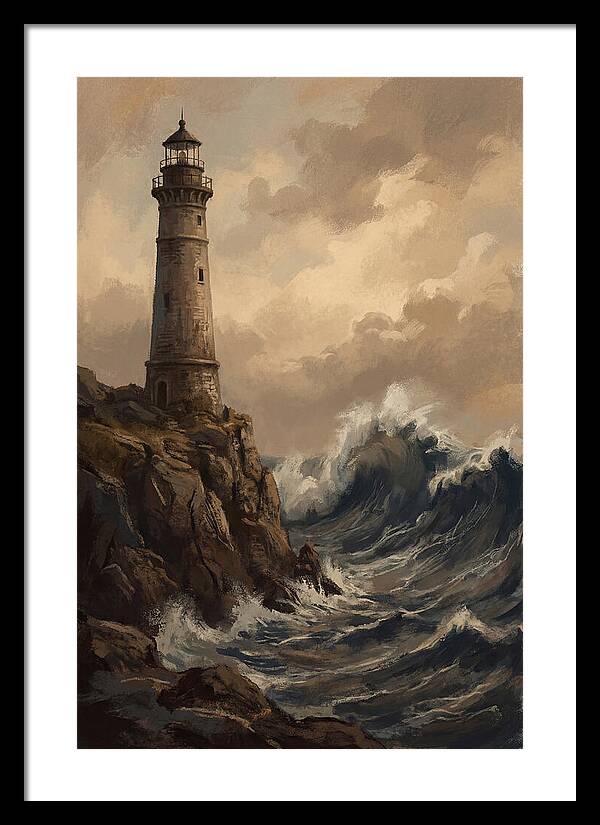 Stone Lighthouse Weathering Waves
