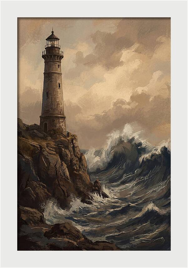 Stone Lighthouse Weathering Waves