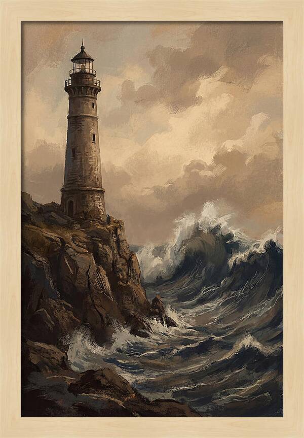 Stone Lighthouse Weathering Waves