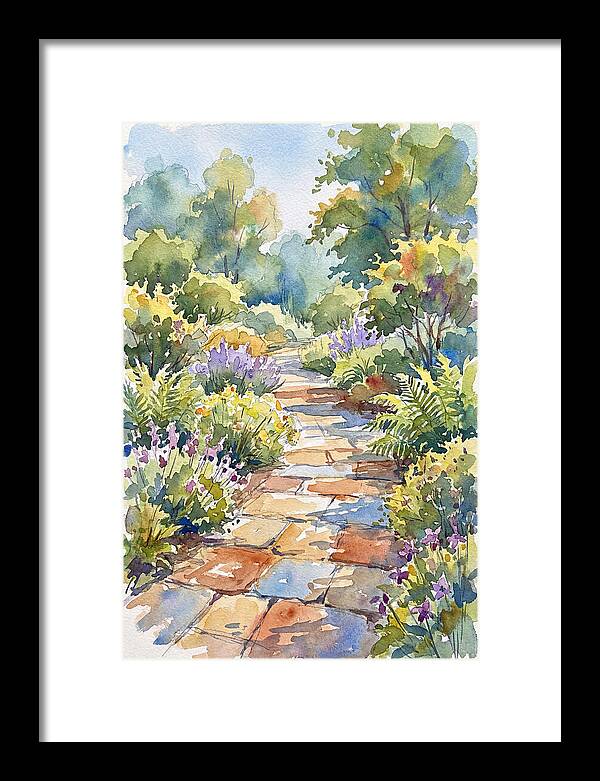 Stone Path Through Lush Garden