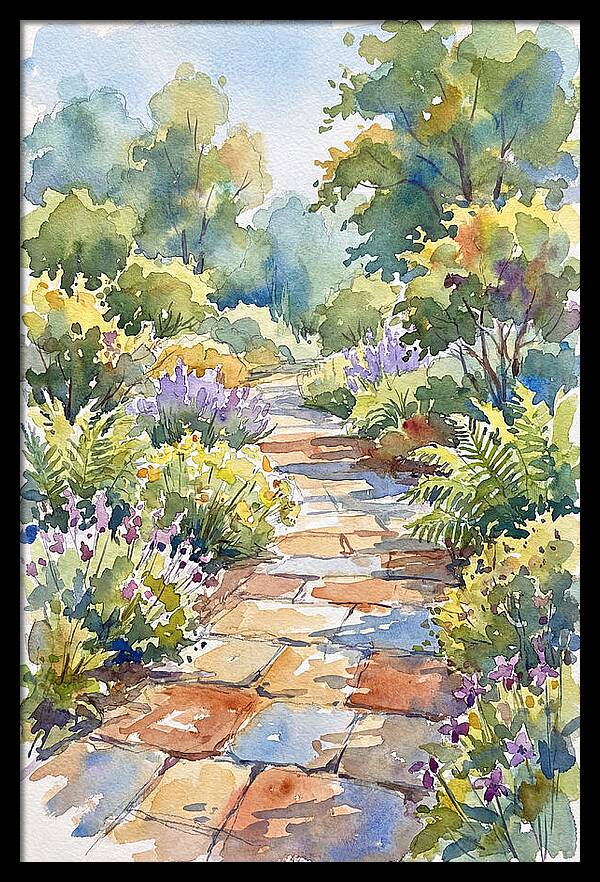 Stone Path Through Lush Garden