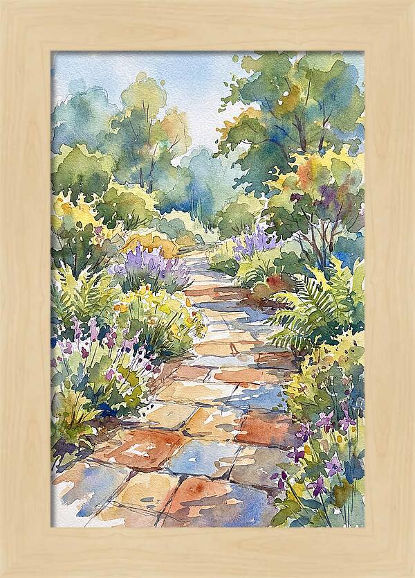 Stone Path Through Lush Garden