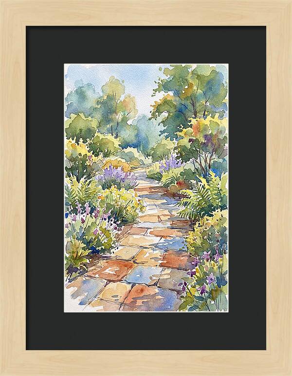 Stone Path Through Lush Garden
