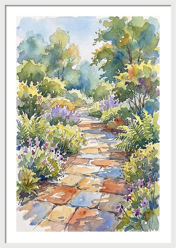 Stone Path Through Lush Garden