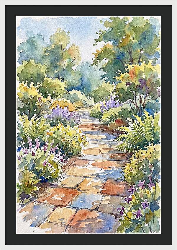 Stone Path Through Lush Garden