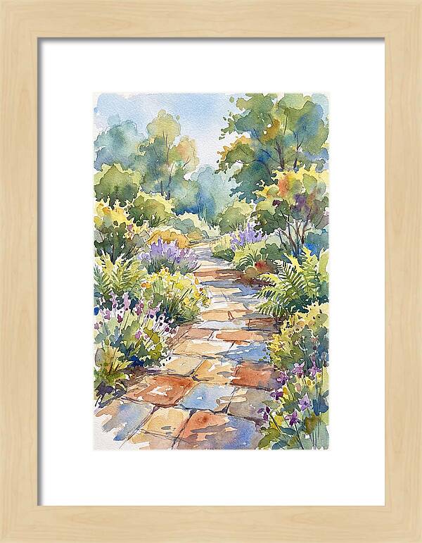 Stone Path Through Lush Garden