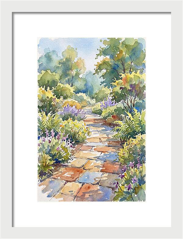 Stone Path Through Lush Garden