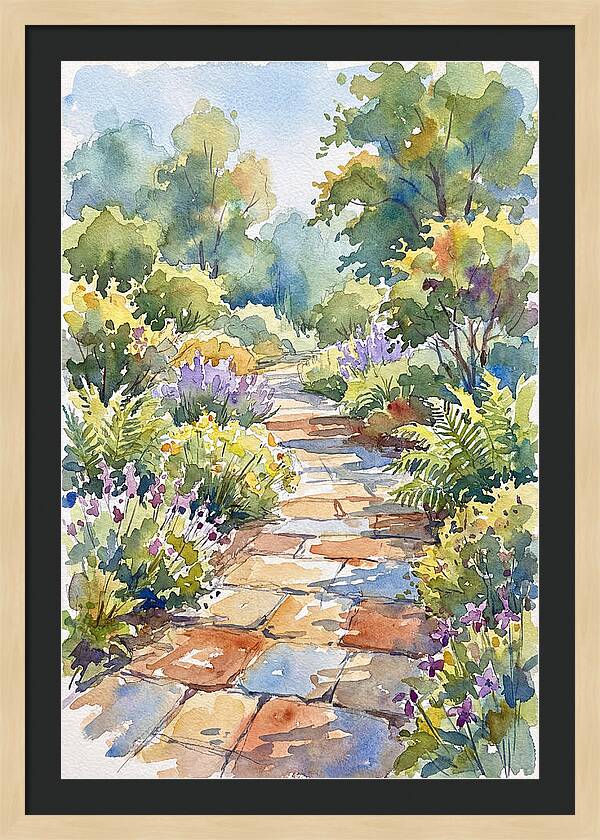Stone Path Through Lush Garden