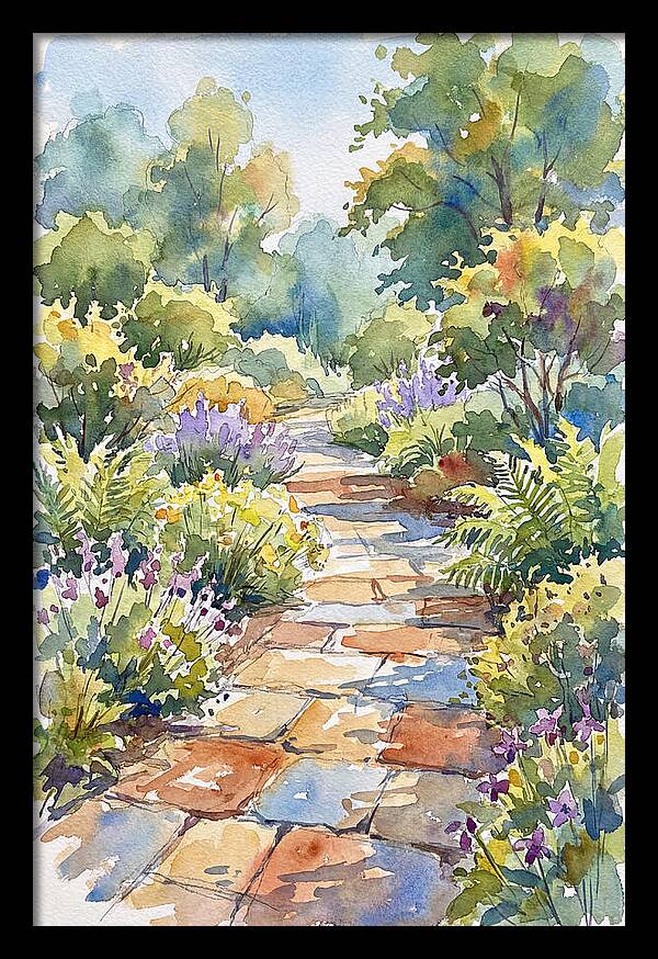 Stone Path Through Lush Garden