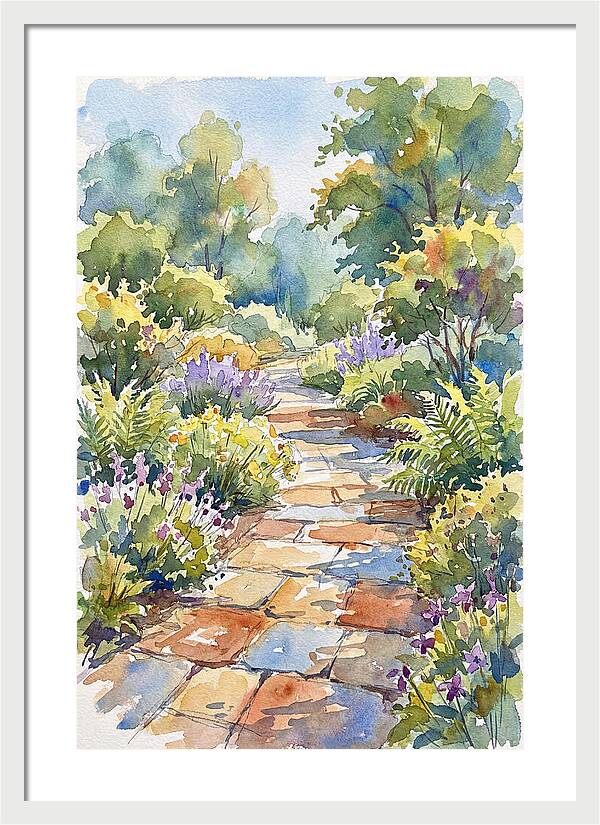 Stone Path Through Lush Garden