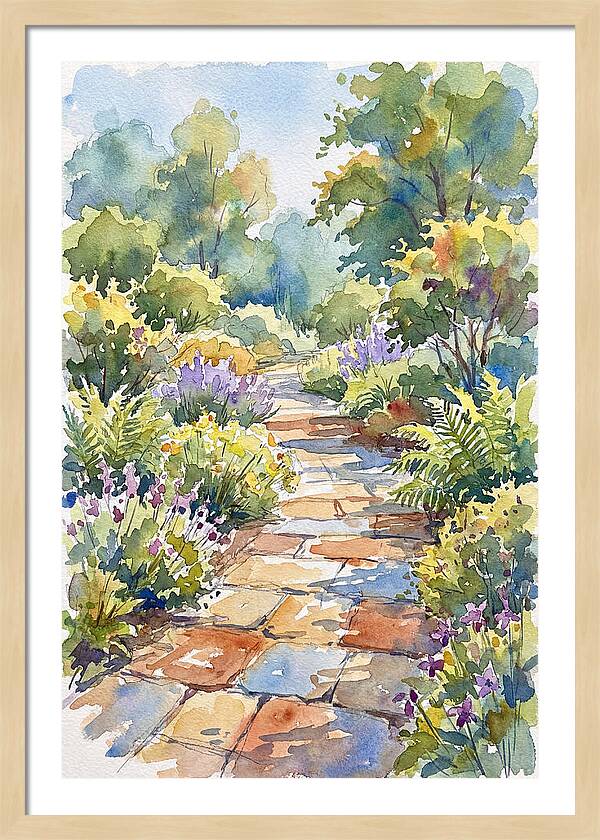 Stone Path Through Lush Garden