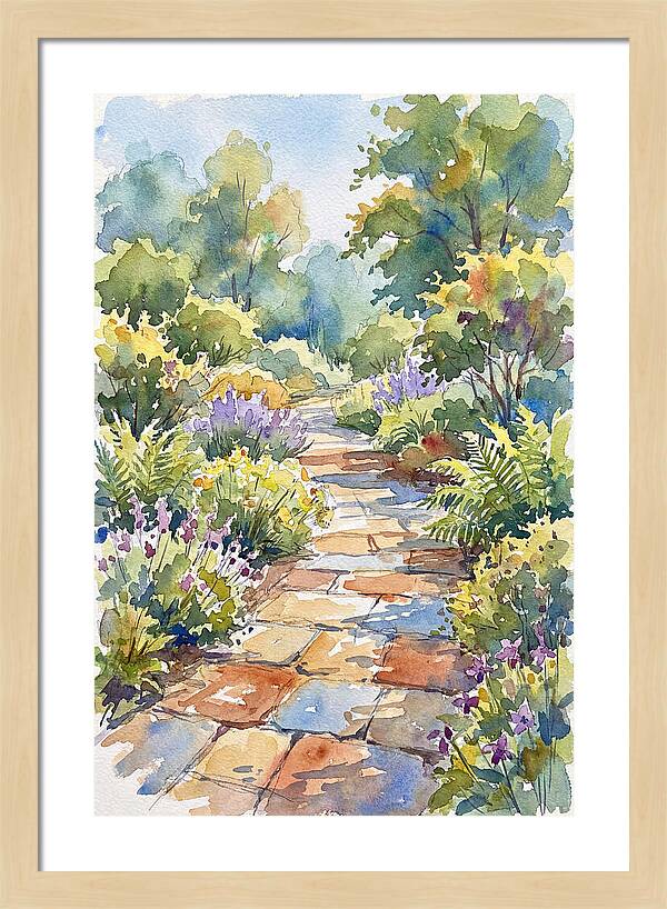 Stone Path Through Lush Garden