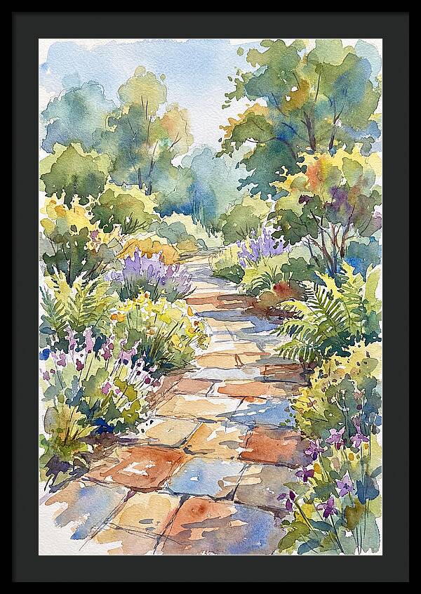 Stone Path Through Lush Garden