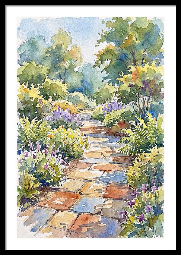 Stone Path Through Lush Garden