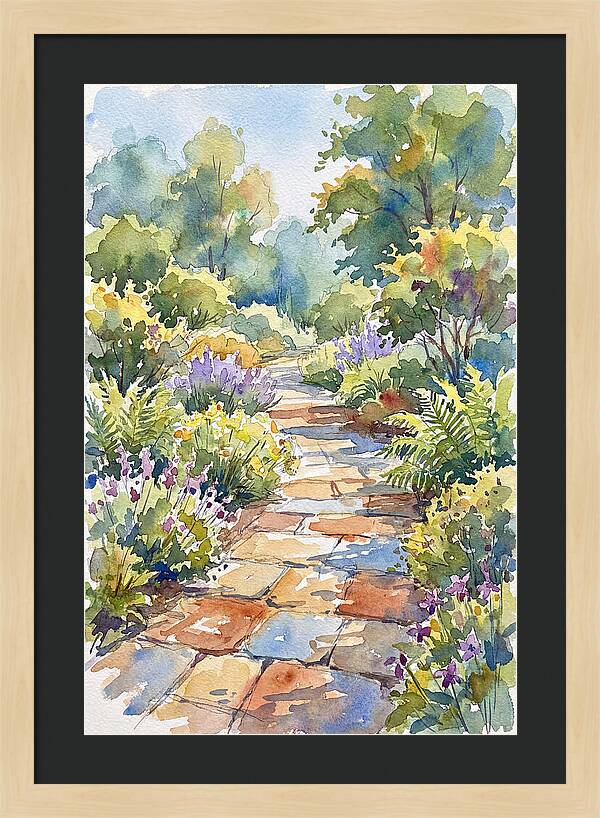 Stone Path Through Lush Garden