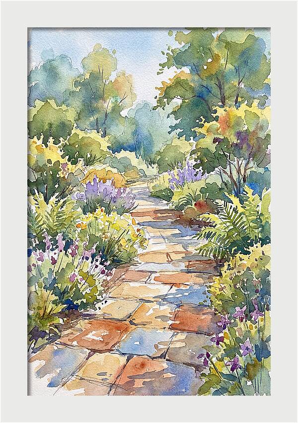 Stone Path Through Lush Garden