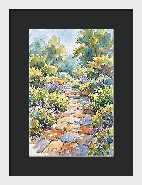Stone Path Through Lush Garden