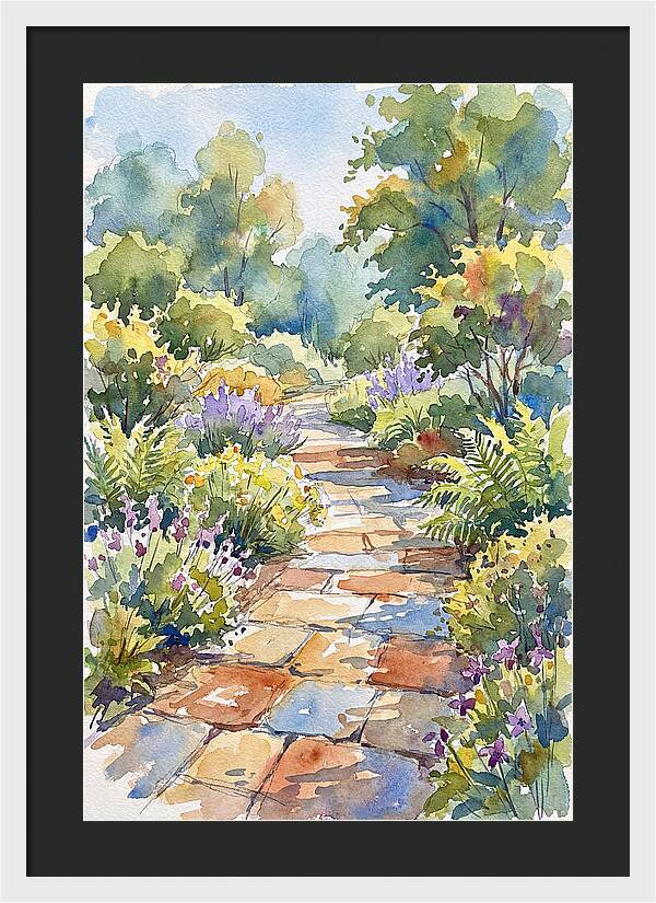 Stone Path Through Lush Garden