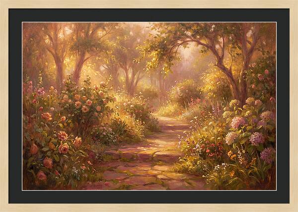 Stone Pathway Through Blossoms