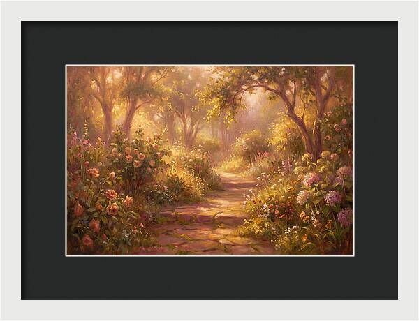 Stone Pathway Through Blossoms