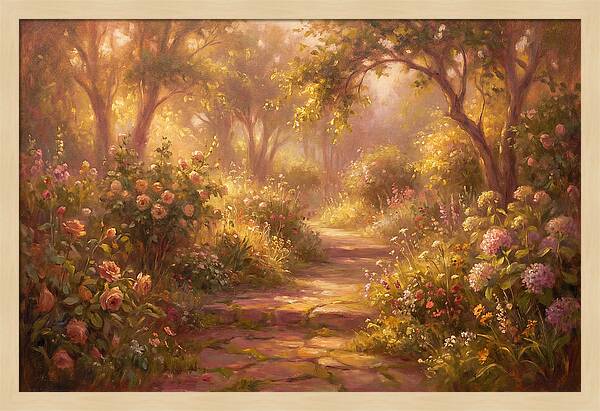 Stone Pathway Through Blossoms