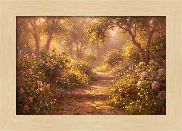Stone Pathway Through Blossoms