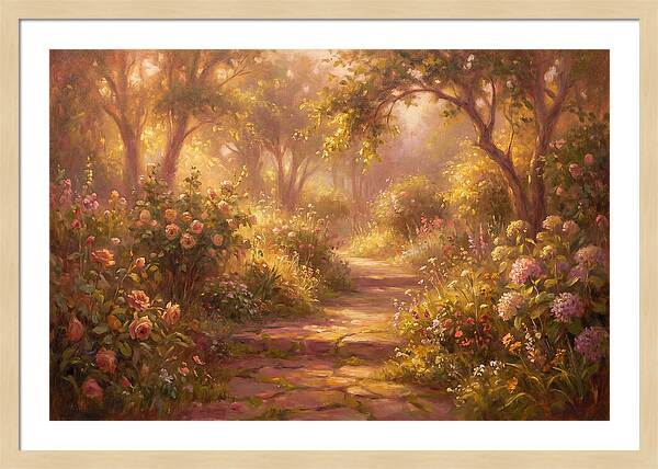 Stone Pathway Through Blossoms