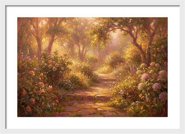 Stone Pathway Through Blossoms