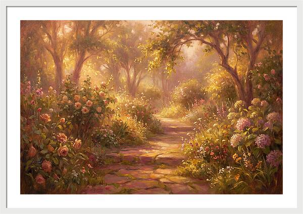 Stone Pathway Through Blossoms