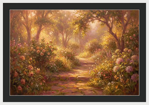 Stone Pathway Through Blossoms