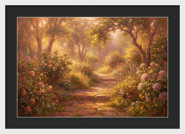 Stone Pathway Through Blossoms