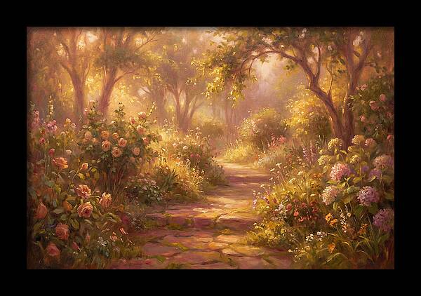 Stone Pathway Through Blossoms