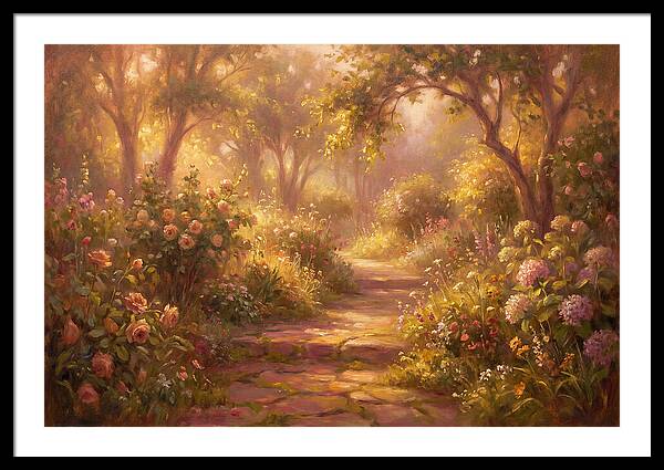Stone Pathway Through Blossoms