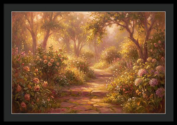 Stone Pathway Through Blossoms