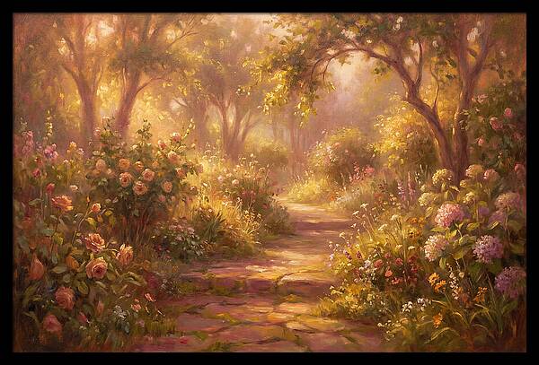 Stone Pathway Through Blossoms