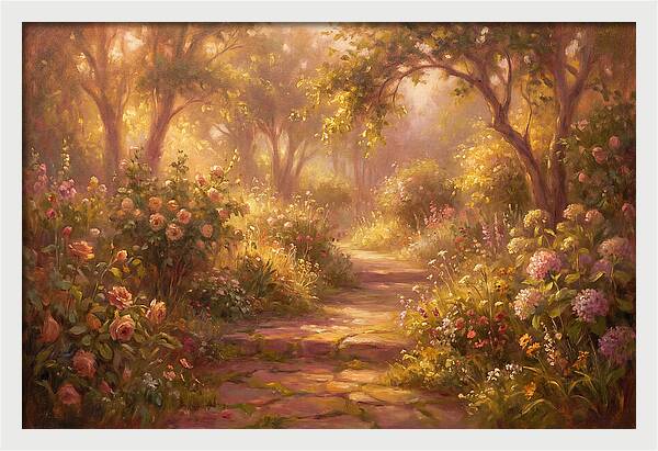 Stone Pathway Through Blossoms