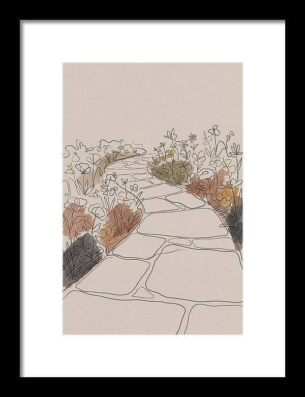 Stone Pathway Through Flower Beds