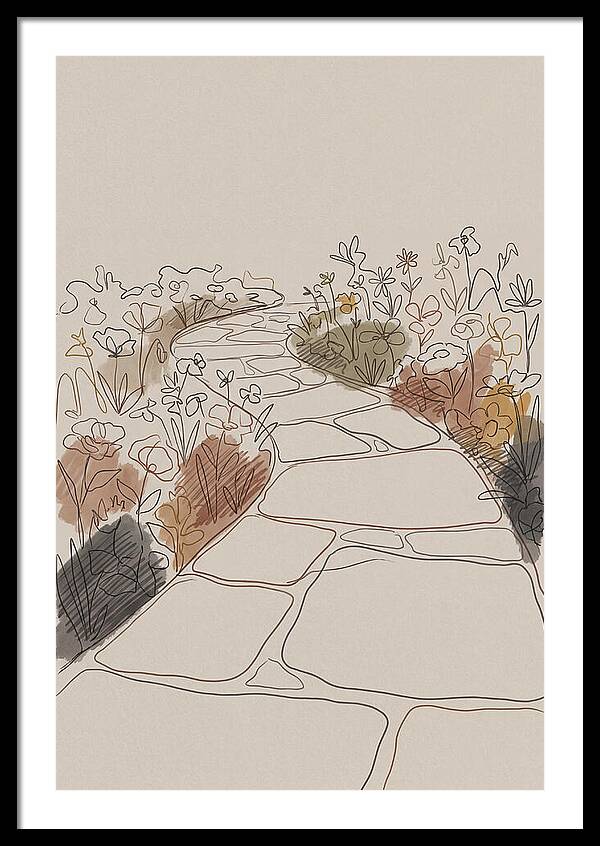 Stone Pathway Through Flower Beds