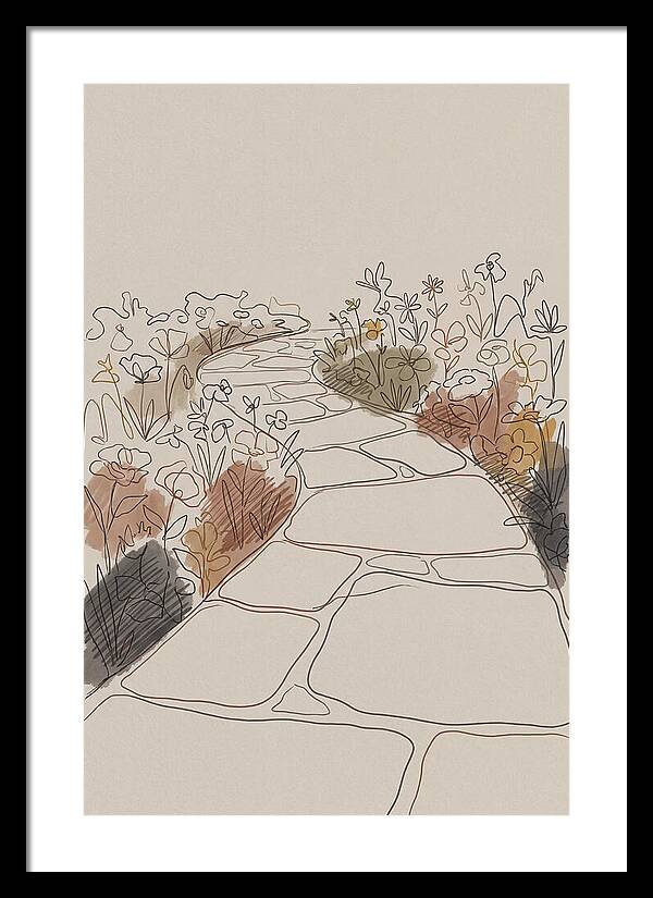 Stone Pathway Through Flower Beds